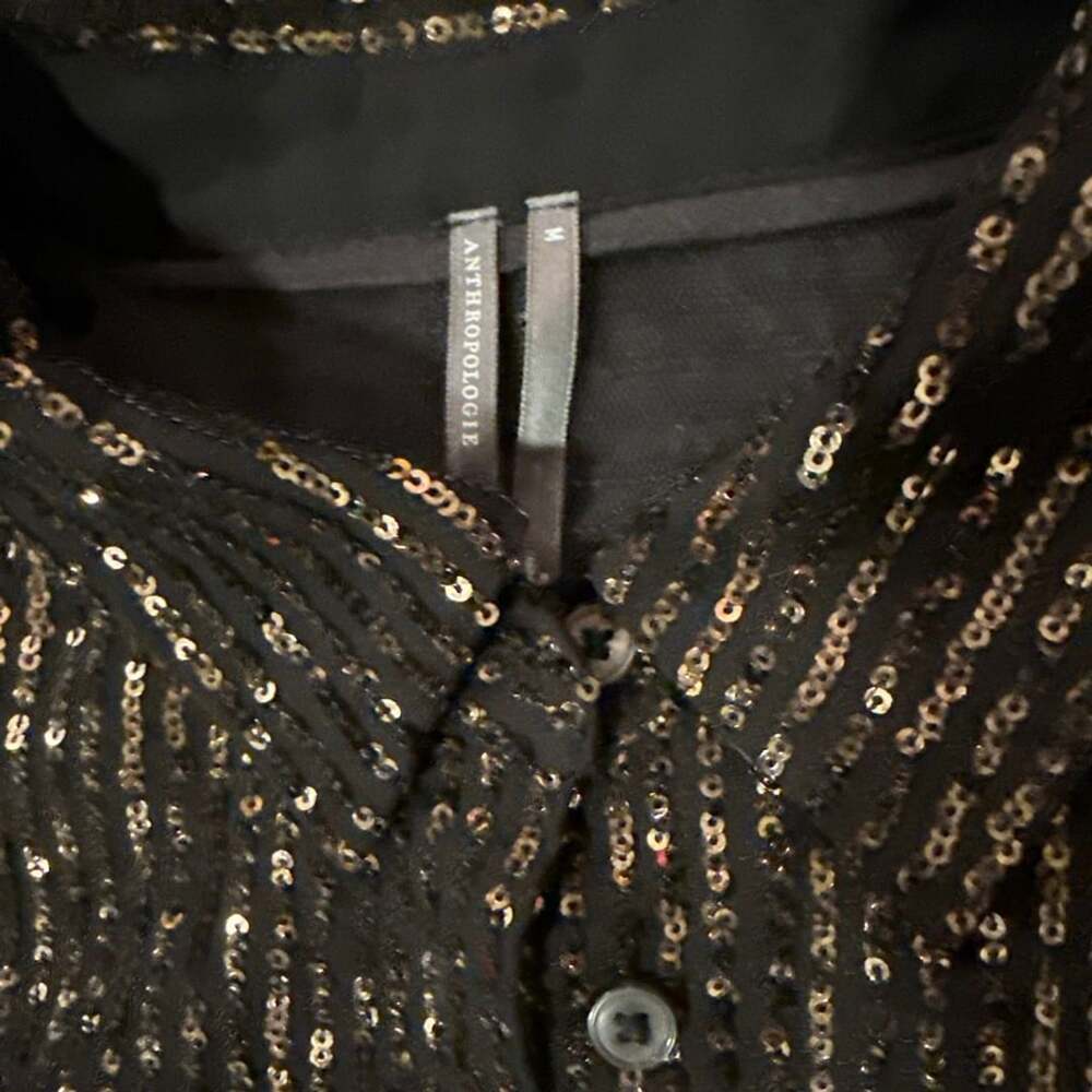 Anthropologie Remie Button Down Sequin Blouse Size M